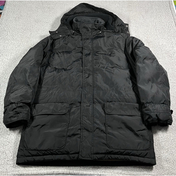 Polo Ralph Lauren Jacket Mens M Black Puffer VTG Hooded Full Zip Goose Down - Picture 1 of 16